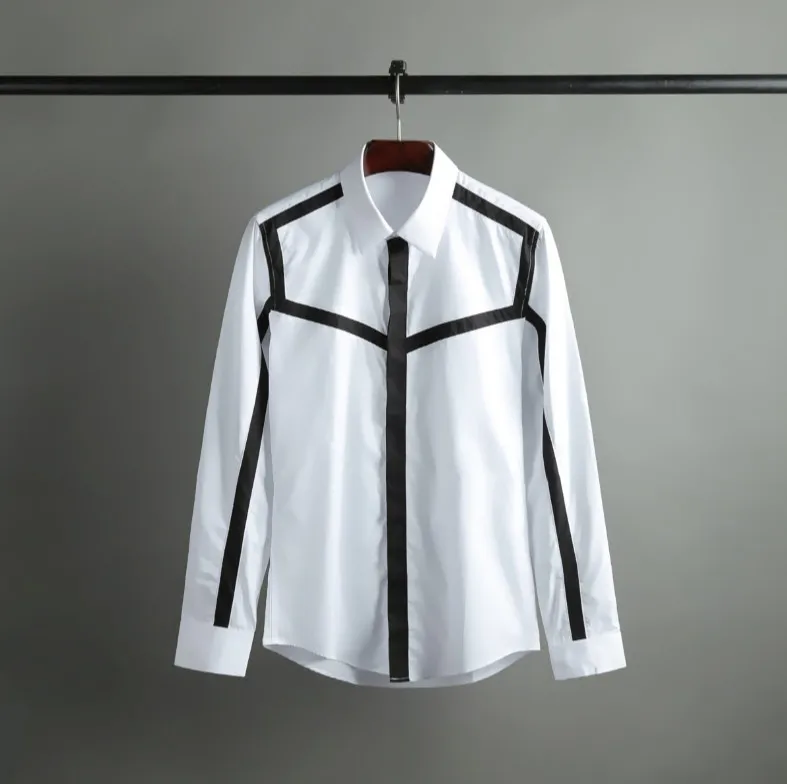 

S-5XL ! 2019 Men's clothing Male shirt Splicing design long-sleeve shirt new arrival plus size Stage Singer costumes