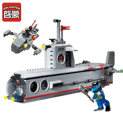 

Enlighten 816 382Pcs large Building block eductional bricks blocks children toys kids gift Submarine Compatible with big brands