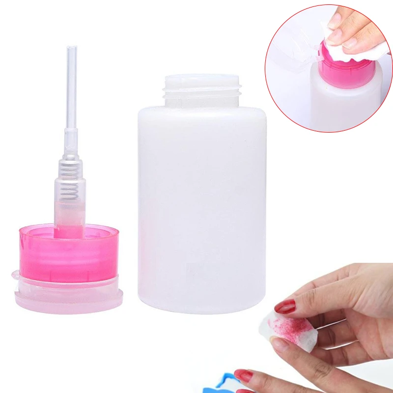 Empty Bottle Pump Dispenser Plastic Polish Remover Cleaner Portable