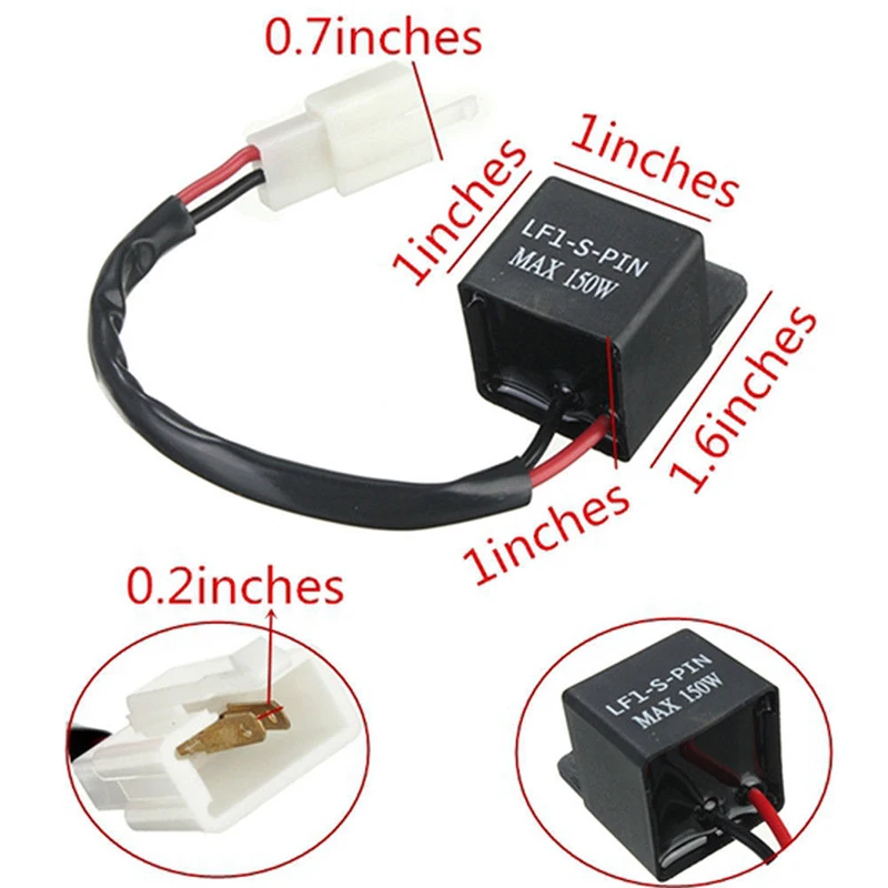 

2Pin LED Electronic Flasher Relay Fix Motorcycle Turn Signal Lights Hyper Flash