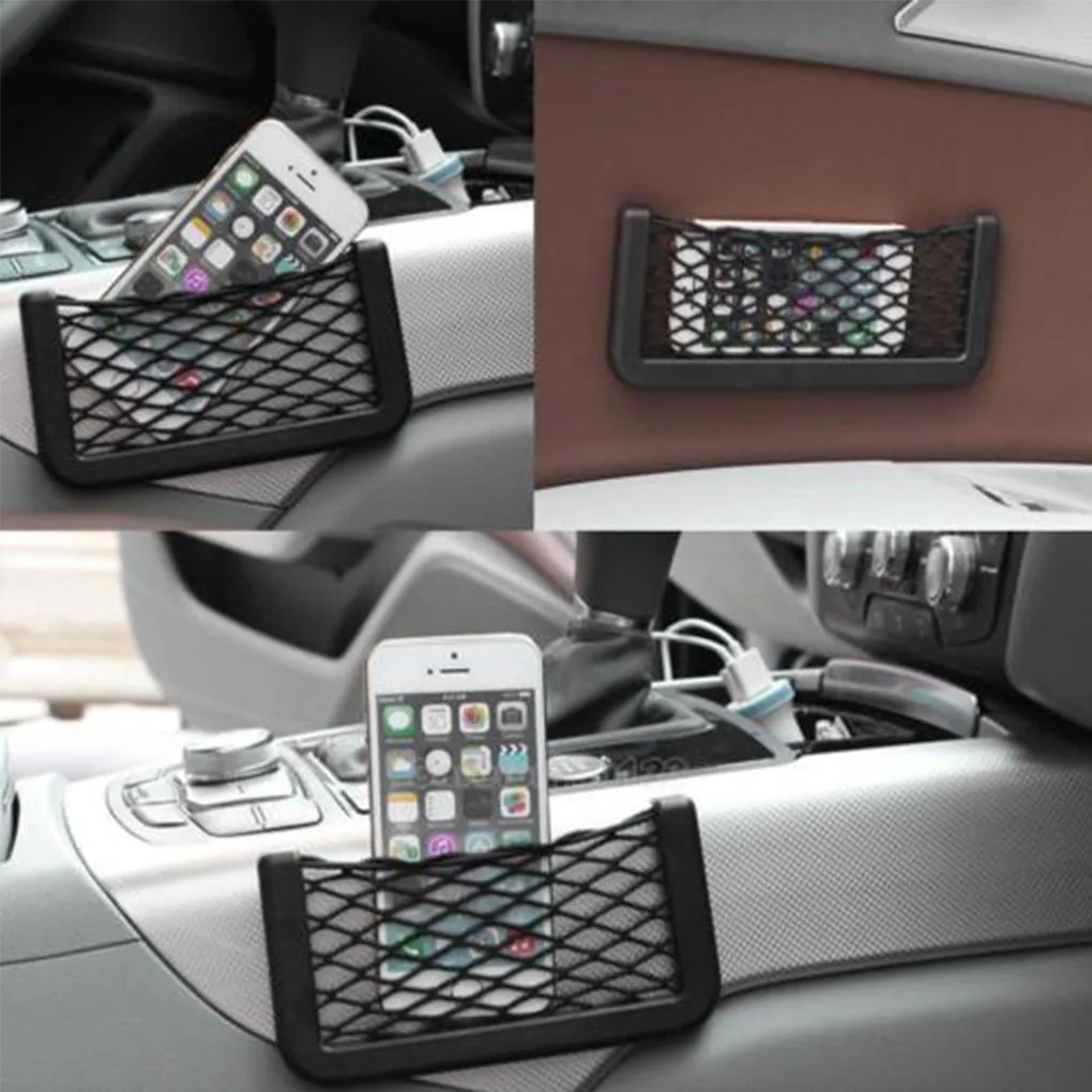 Universal Car Seat Side Back Storage Elastic Mesh Net Bag Phone Holder