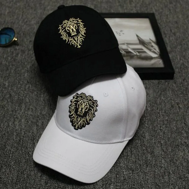 Lion Embroidery Pattern Baseball Cap Women Men Solid Color Cotton Hat Unisex Fashion Casual Adjustable Sunscreen Caps CP0115  (5)