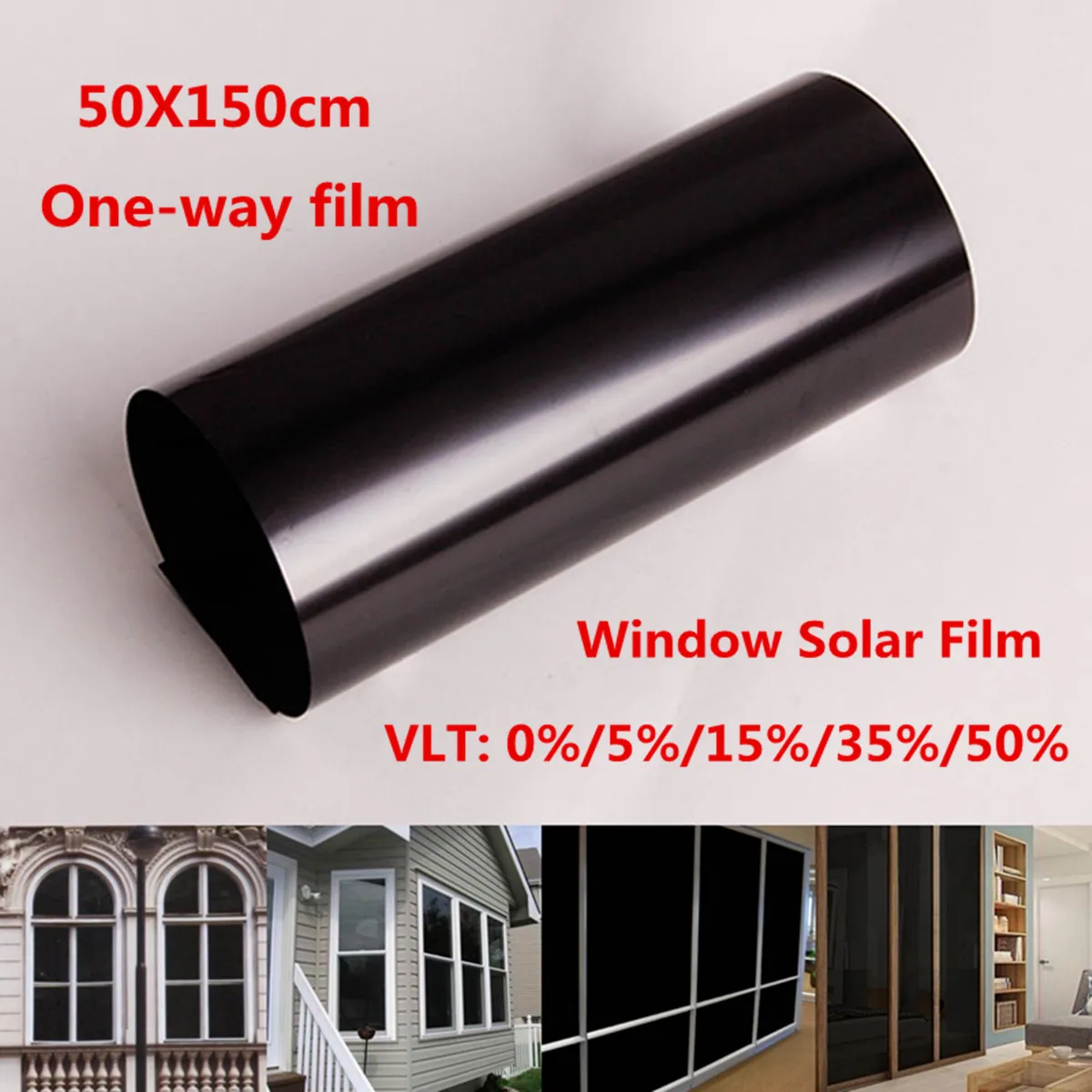 

50x150cm Universal Black Car Window Tint Film Roll Glass Solar Protection Summer Auto Car Side Window Home Commercial Tint Film