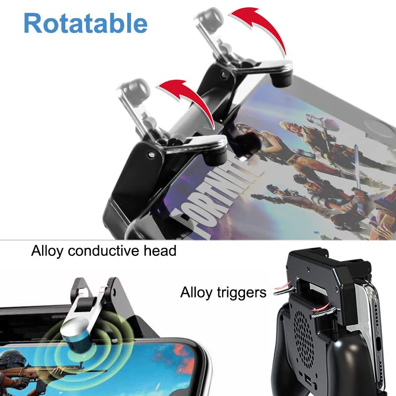 Pubg Controller Gamepad Pubg Mobile Trigger L1R1 Shooter Joystick Game Pad Phone Holder Cooler Fan with 2000/4000mAh Power Bank