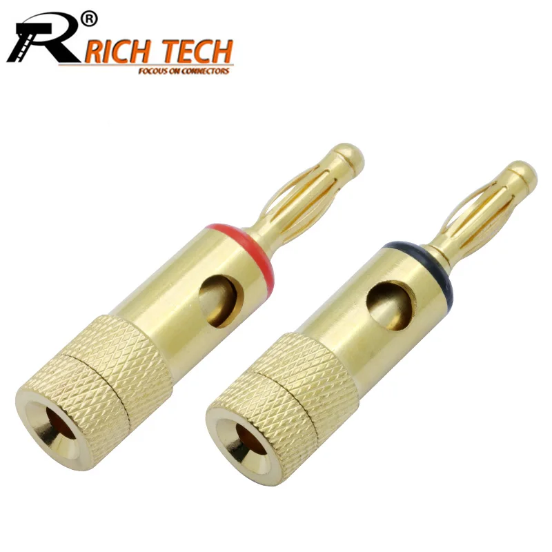 10pcs/lot 4MM Gold Plated Banana Plug Audio Speaker Cable Screw Banana