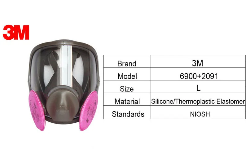 3 м 6900+ 2091 Респиратор маска Размер L Радиационная устойчивая исключительная 99.97% эффективность фильтра анти масляные/немасляные частицы LT018