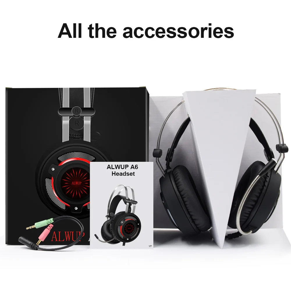 Проводные Игровые наушники ALWUP 2 м ps4 с микрофоном игровая Гарнитура xbox one 7 цветной