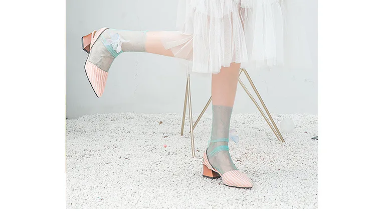 Harajuku носки для женщин кружевные сетчатые прозрачные носки ультратонкие женские носки длиной до лодыжки высокого качества