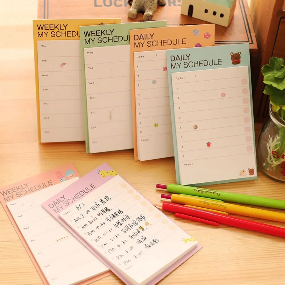 Weekly Daily Schedule Memo Pad N Times Sticky Notes School Office