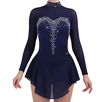 Синий фигурное катание платье катание на коньках юбка спандекс Женская Девушка