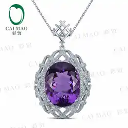 CaiMao 14KT/585 Золото 19,89 ct естественно, если аметиста & 0,97 КТ полный разрез Алмазный Обручение украшение-подвеска с драгоценными камнями