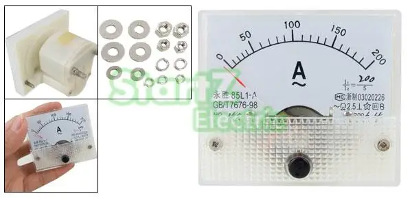 AC аналоговый счетчик Панель 200A Ампер ток амперметры 85L1 0-200A датчик
