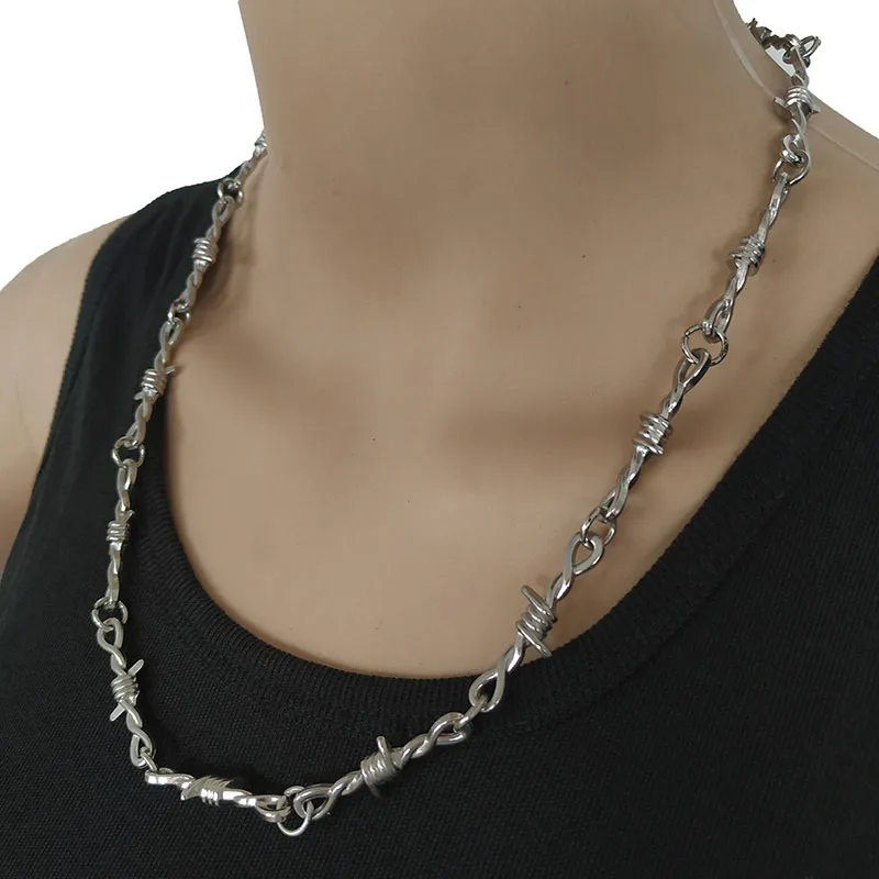 

Punk Thorns Iron Unisex Choker Necklace Hip Hop Fashion Necklace Accessry Streetwear