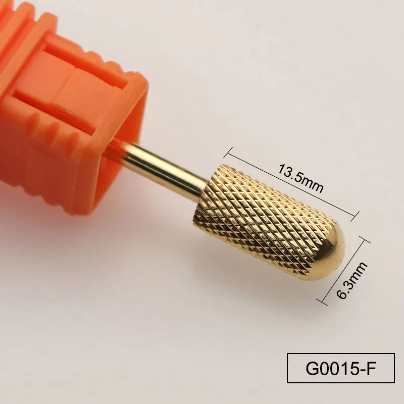 Золотистый вольфрамовый круглый сверло для ногтей с пламенем битовый карбид фреза для маникюра керамическое сверло Электрический станок аксессуары для ногтей - Цвет: G0015-F