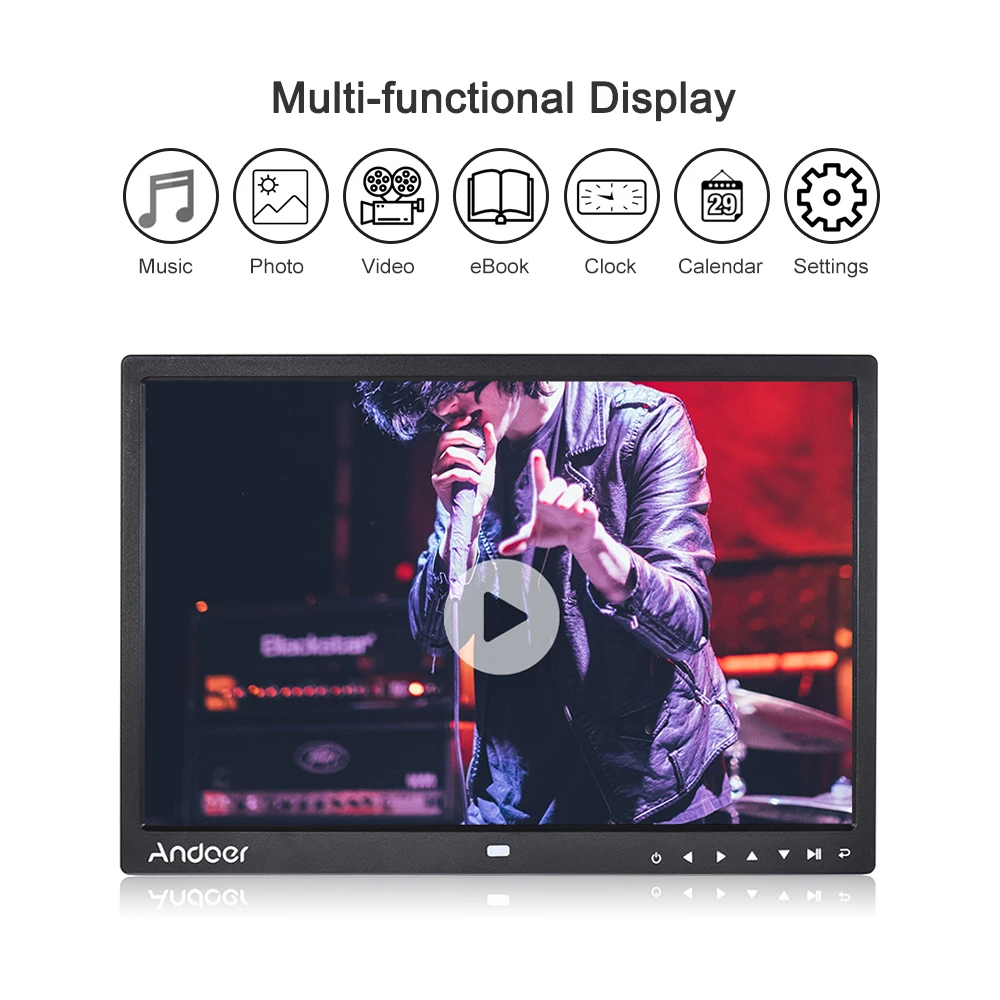 Andoer 1" светодиодный цифровой фоторамка изображения 1080 P MP4 видео MP3 аудио TXT электронные часы календарь 1280*800 HD w/пульт дистанционного управления 2 цвета