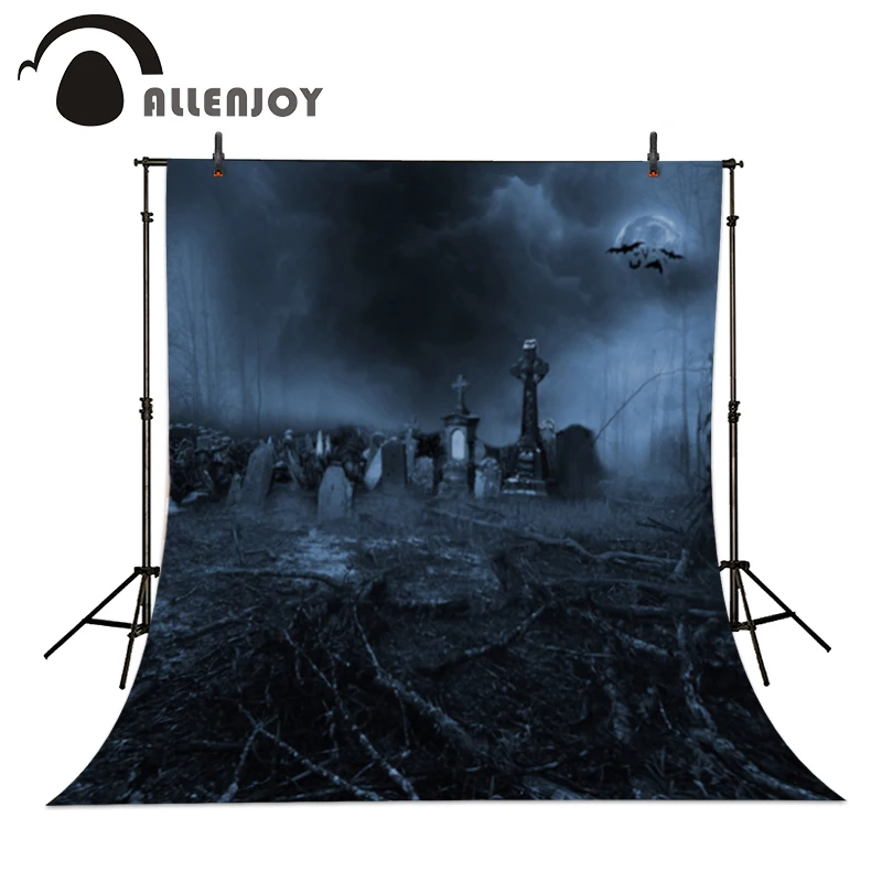 

Allenjoy Photographic backdrop Cemetery Tombstone Hazy Terror Halloween Party Strange Photocall background photography studio