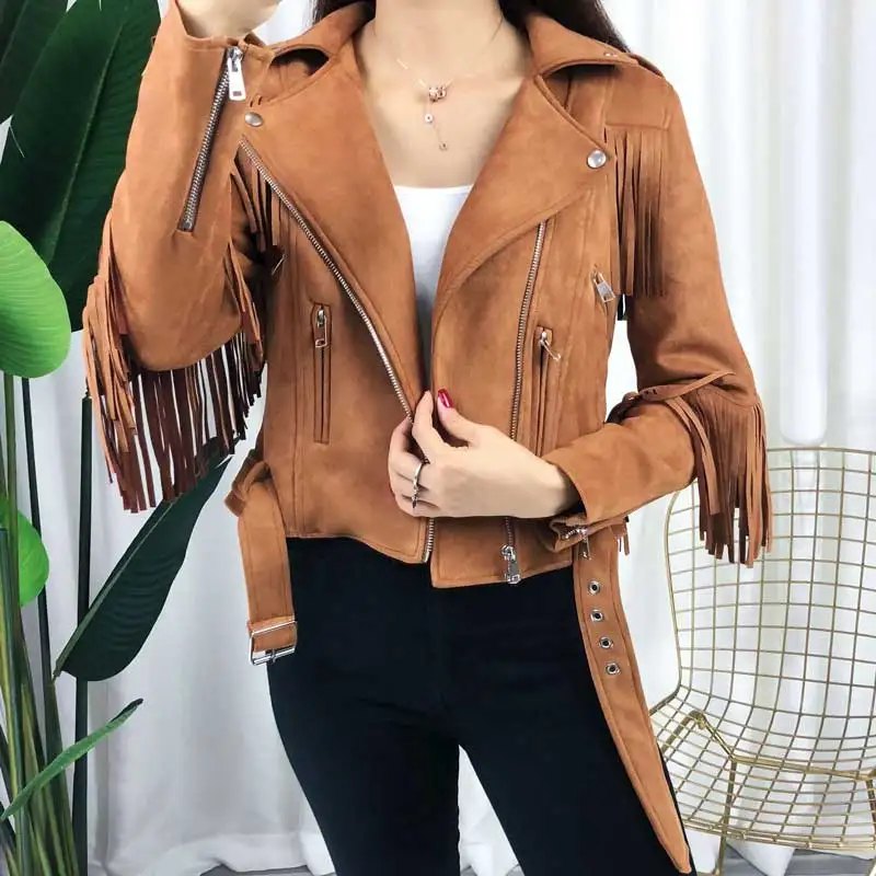 fringe faux suede jacket