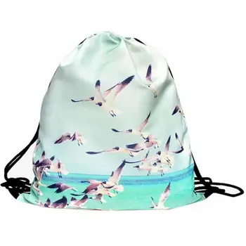 

Unisex 3D Printing Drawstring Backpack Softback Polyester Shopping Bag Green Travel Bag Package DropShipping Wholesale #Y