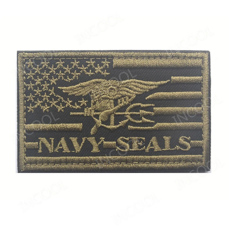 

3D Embroidery Patch USA American Flag US Navy Morale Patch Tactical Emblem Appliques Seals Badges Hook&Loop Embroidered Patches