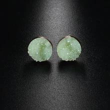 1 пара, корейский стиль, необработанные кристаллы, круглые кварцевые серьги-гвоздики, натуральный камень, смола, друзы, серьги для женщин, девушек, ювелирные изделия