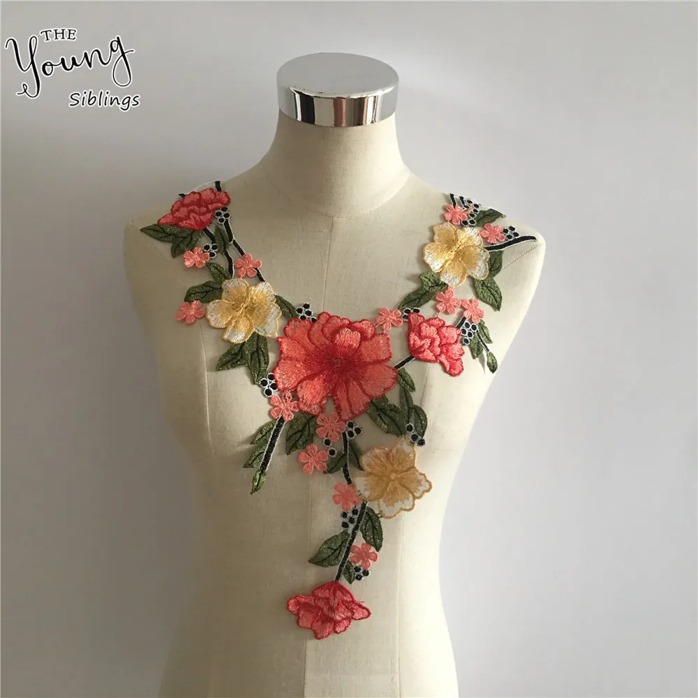 

New style Embroidery Flower Lace Neckline Fabric DIY Lace Collar Sewing Craft Neckline Decoration 1pcs sell YL745