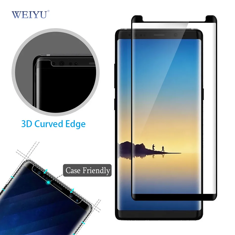 WEIYU 3D Curved Edge Not Full Cover Tempered Glass Screen Protector For Samsung Galaxy Note 8