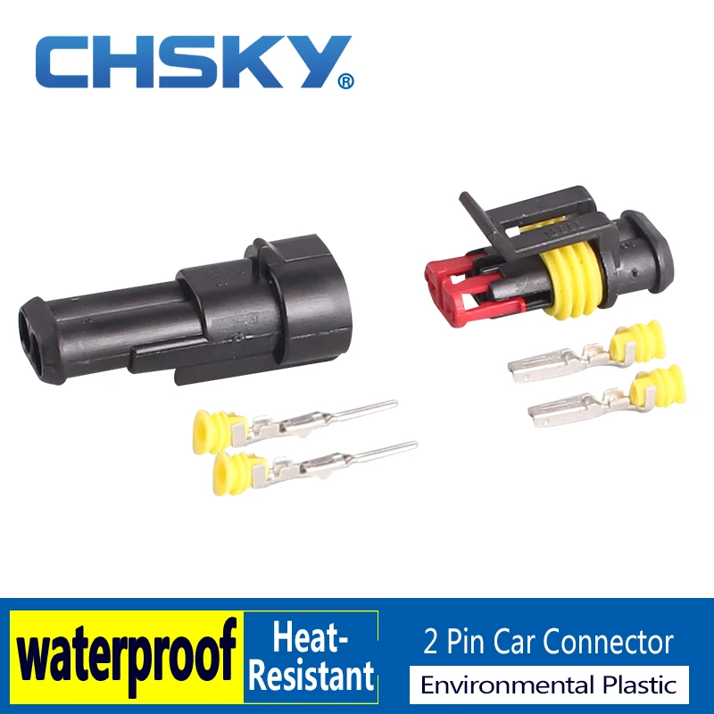 

CHSKY 2 Pieces 2 Pin Wire Auto Connector Plug Set Sealed Waterproof Hid Connector Model Dj7021y-1.8 Modified Car Connector 2 Pin