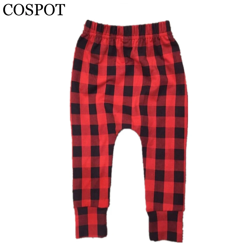 cospot baby boys girls christmas harem pants boy girl autumn red plaid christmas pants