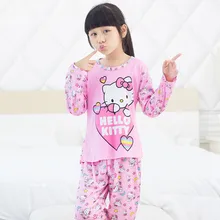 Livraison gratuite 2015 coton enfants ensembles de pyjama kitty KT pyjamas pour filles enfants pyjamas pyjama de nuit vêtements mis 3Y-12Y