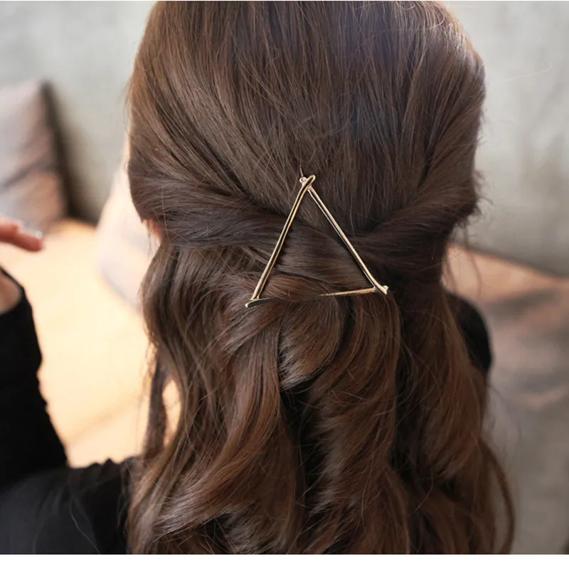Fashion Woman Hair Accessories Triangle Hair Clip Pin Metal Geometric Alloy Hairband Moon Circle Hairgrip Barrette Girls Holder