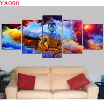 

diy diamond paintings 5 Pieces Colour Buddha Abstract clouds painting square/round Drill mosaic diamond embroidery Unique Gift