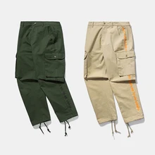 Vintage Cargo PANTS Spring Winter New Fashion New Arrival Straight Mens Casual Pants Side Letter Print Cotton Streetwear