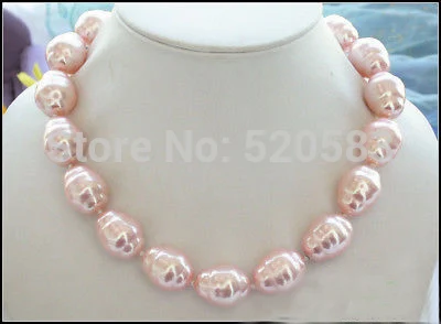 

Beautiful 17" 20mm pink rice SOUTH SEA SHELL PEARL NECKLACE