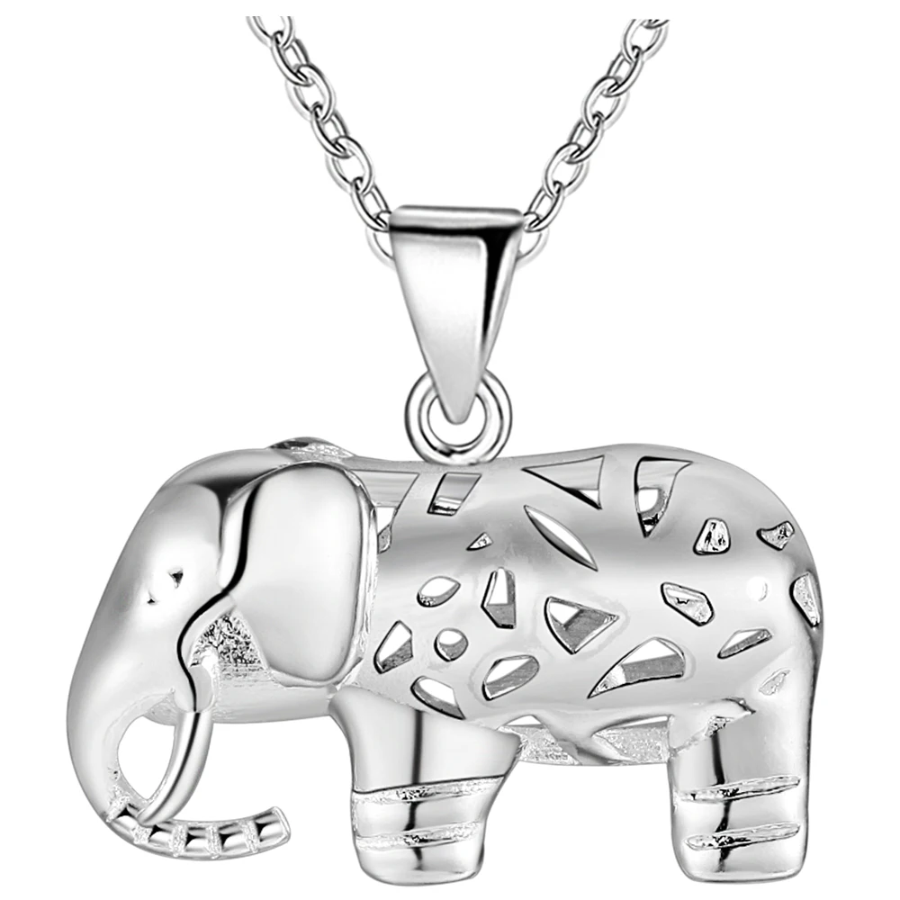 

2016 Cute Animal Necklace 925 Silver Vashiria Fashion New Arrival Hollow Elephant Pendant Necklace Unisex Gift PN698