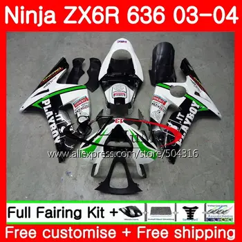 

white black Body For KAWASAKI NINJA ZX-6R 03-04 ZX-636 ZX600 ZX636 10SH4 ZX 636 600CC ZX6R 03 04 ZX 6R 2003 2004 Fairings kit