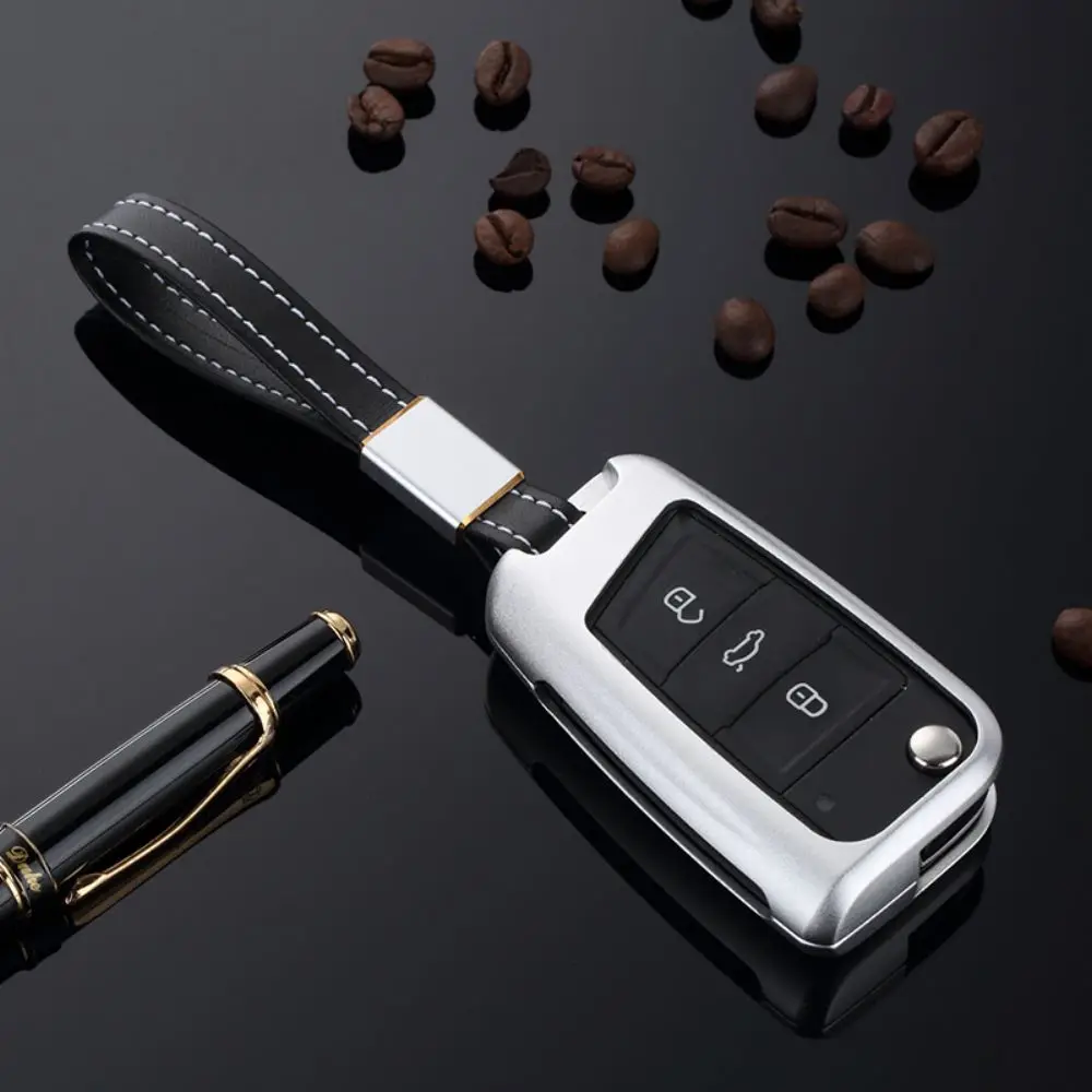 

ATOBABI Hollow Aluminum Alloy Key Remote Cover Cases Fob Shell Frame For VW MK7 Volkswagen Golf 7 Skoda 3 Buttons Folding Keys