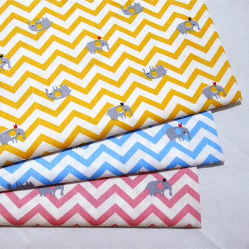 

Pure Twill Cotton Fabric Baby Sheet Cotton Fabric Home Textile DIY Craft Fabric Use for Sewing Dress Printed Ripple Elepent