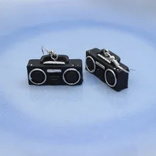 Divertida simulación Retro electrodoméstico Radio resina pendientes moda mujer personalidad creativa hecha a mano DIY joyería regalos