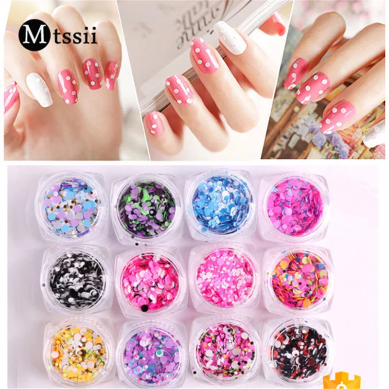 

Mtssii 1Box Matt Mix Colors Nail Sequins 1mm/2mm/3mm Mixed Size Nail 3D Decorations ini Round Nail Art Glitter