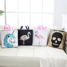 Фламинго Единорог череп мультфильм животное сумка на плечо Блестящие Блестки модный рюкзак Стежка ткань сумочка милый подарок для девочек