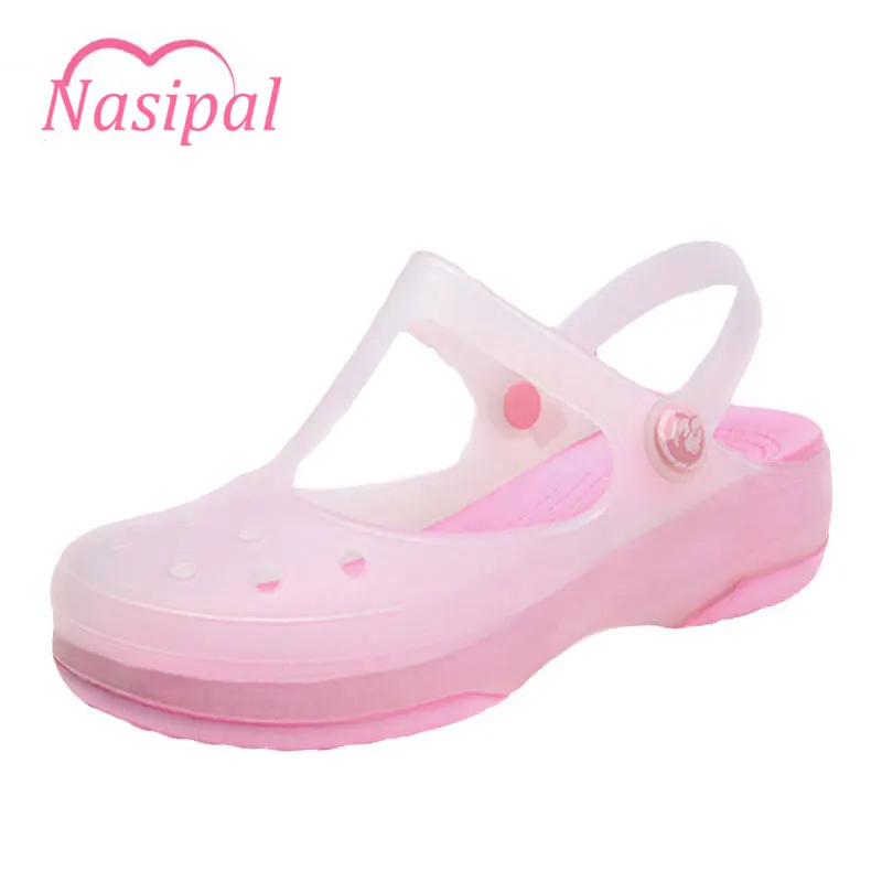 

Nasipal Women Sandals Color Change Mary Jane Shoes Candy Colors Summer Croc Beach Jelly Shoes Flat Sandals Woman Shoes Joker G9