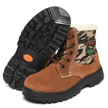 Зимние теплые мужские ботинки из хлопка со стальным носком; Уличная обувь; спортивная обувь для работы; защита для пальцев ног; hoes