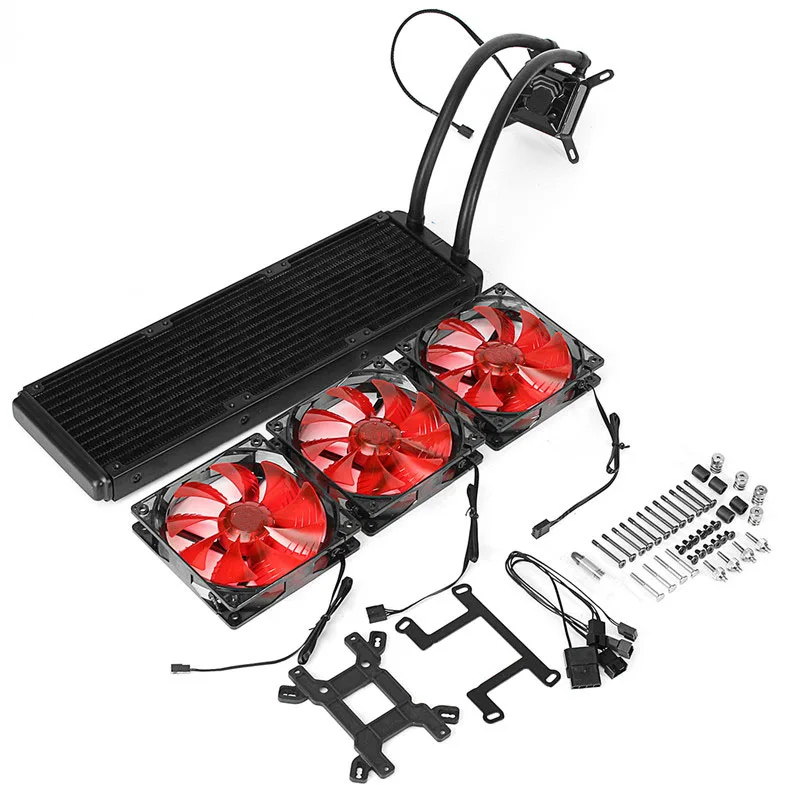 LED Light PWM Cooling Fan Aluminum CPU Water Cooler Radiator System for Computer PC Quiet CPU Water Liquid Cooled Cooling Fan 1 piece jonsbo fr 201p 120mm pc case cooler cpu fan radiators computer cooling fan led light 4pin pwm for intel amd diy mod