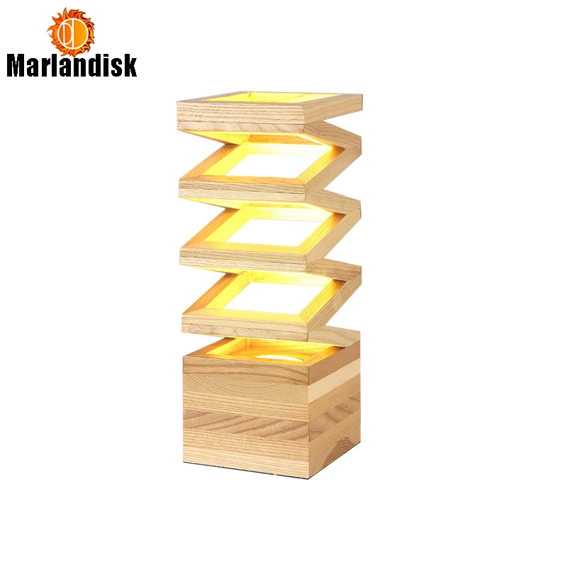 

Creative Spring Wood Table Lamp Included LED Light Source LED Beside Desk Light For Art Cafe Living Bedroom Bedside Living Room