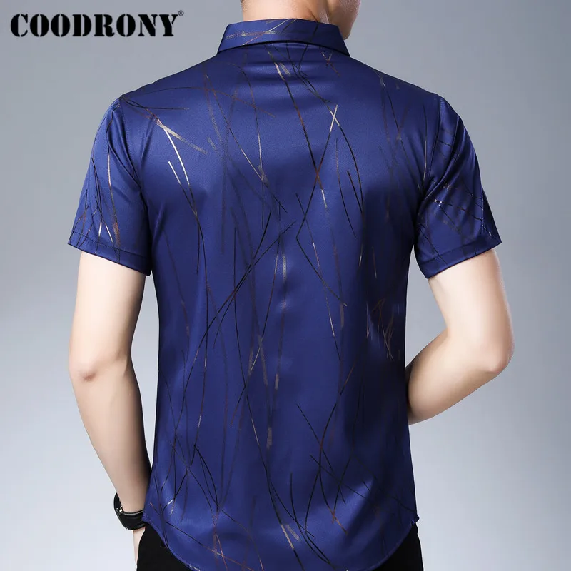 COODRONY 2019 الصيف بارد قمصان قصيرة الأكمام قميص أزياء قميص مقلم الرجال الاجتماعية الأعمال عارضة قمصان Camisa الغمد S96024