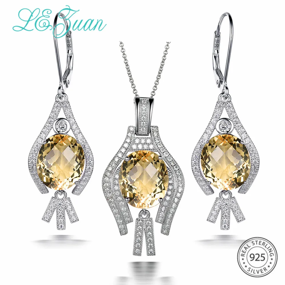 Роскошный ювелирный набор L &amp zuan из натурального цитрина 17 07ct искусственное