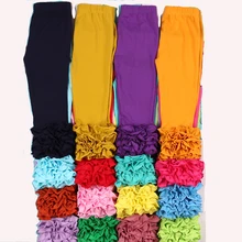 MUDBALA/Эксклюзивные леггинсы для маленьких девочек; Тройная оборка; одежда для маленьких девочек; однотонные хлопковые брюки с рюшами