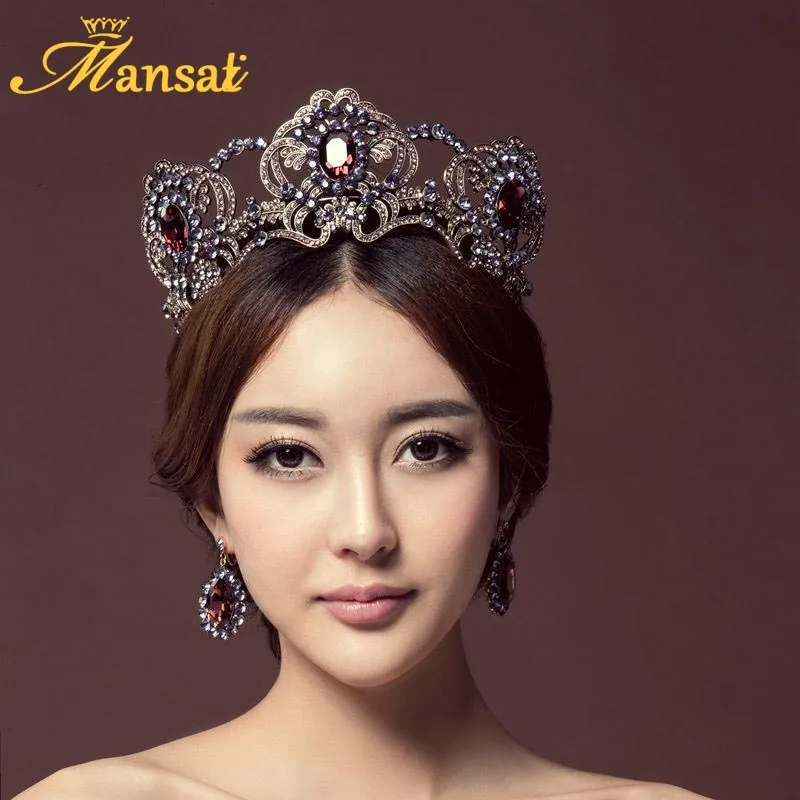 

2017 New Arrivals Vintage Bronze Crown Bride Head Jewelry Rhinestones Bridal Hair Decorations Accessories Women Party Headpiece