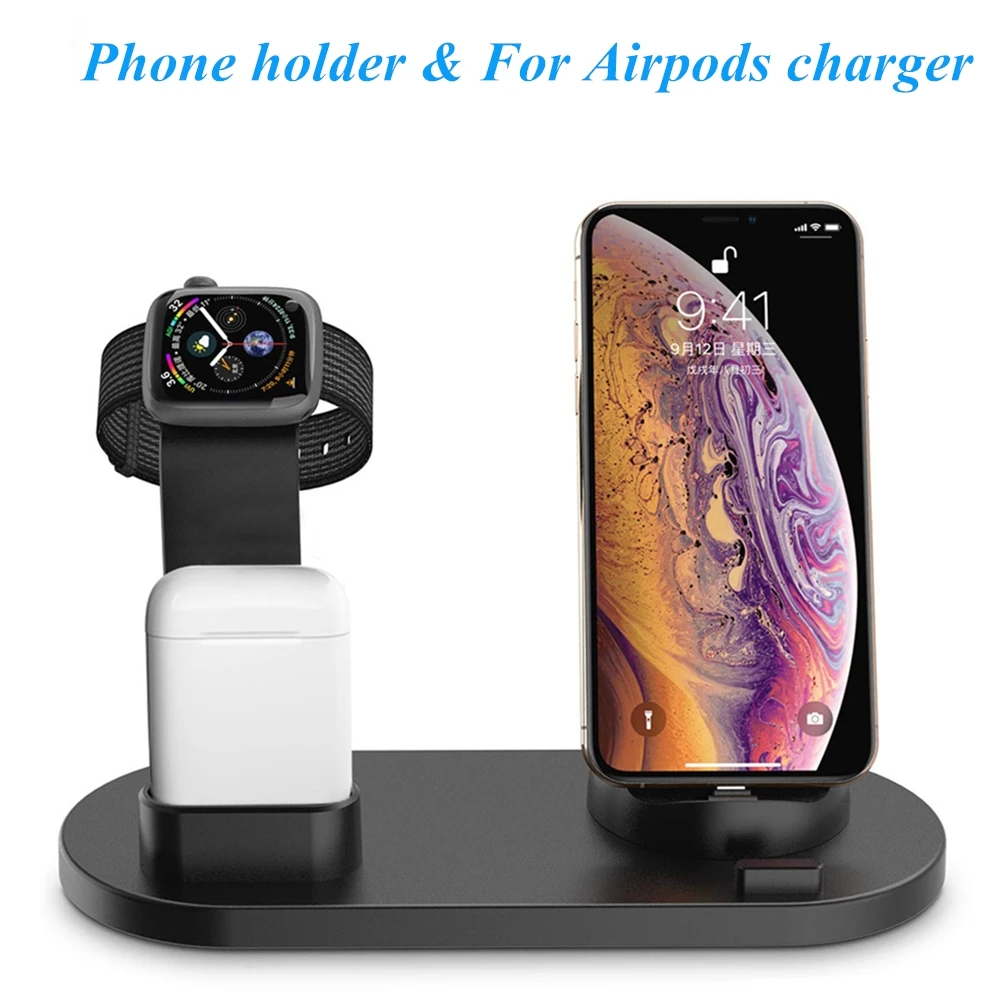 3 в 1 зарядная док-станция для iPhone 11 X XR XS Max 8 7 samsung Apple Watch 5 4 3 2 1 Airpods зарядное устройство Держатель подставка usb type-C станция