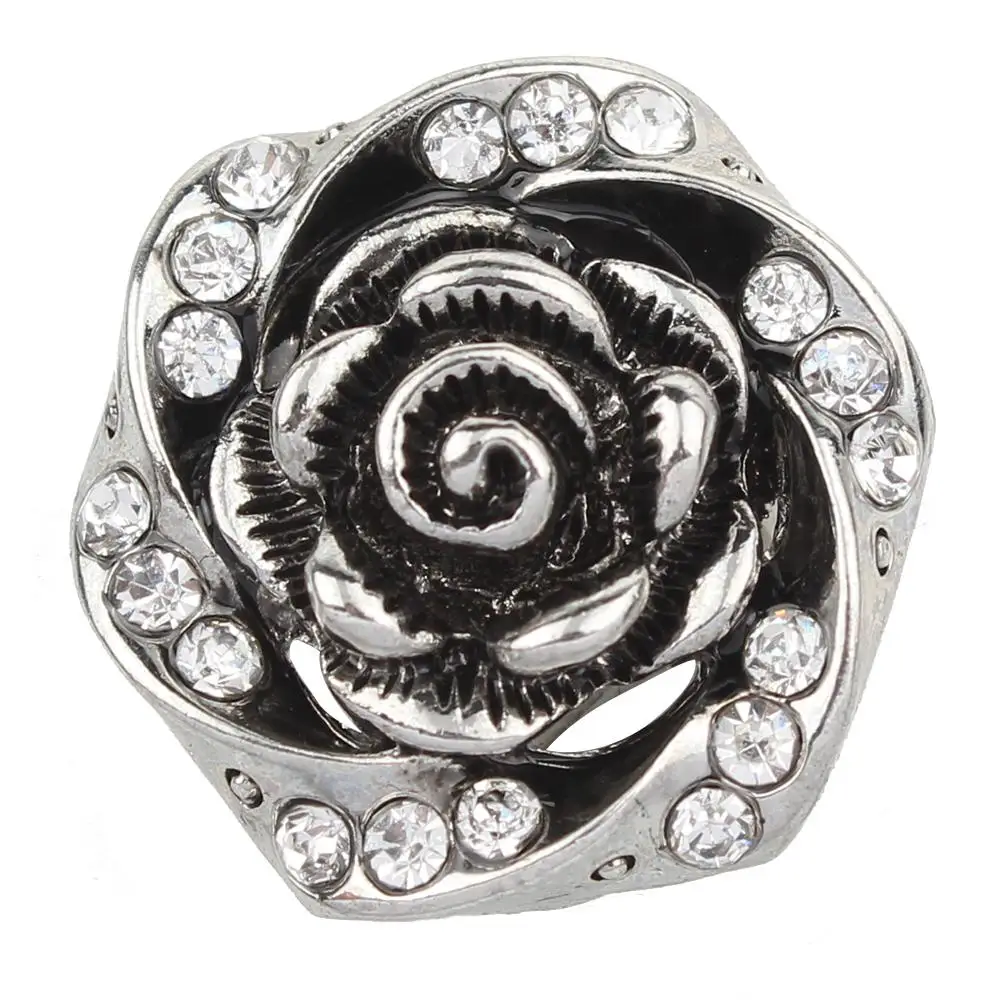 

Jayna Lee 20mm White Rose Flower Snap Charm Pops Fit Ginger Snaps Interchangeable Jewelry for women men gifts GJL0013